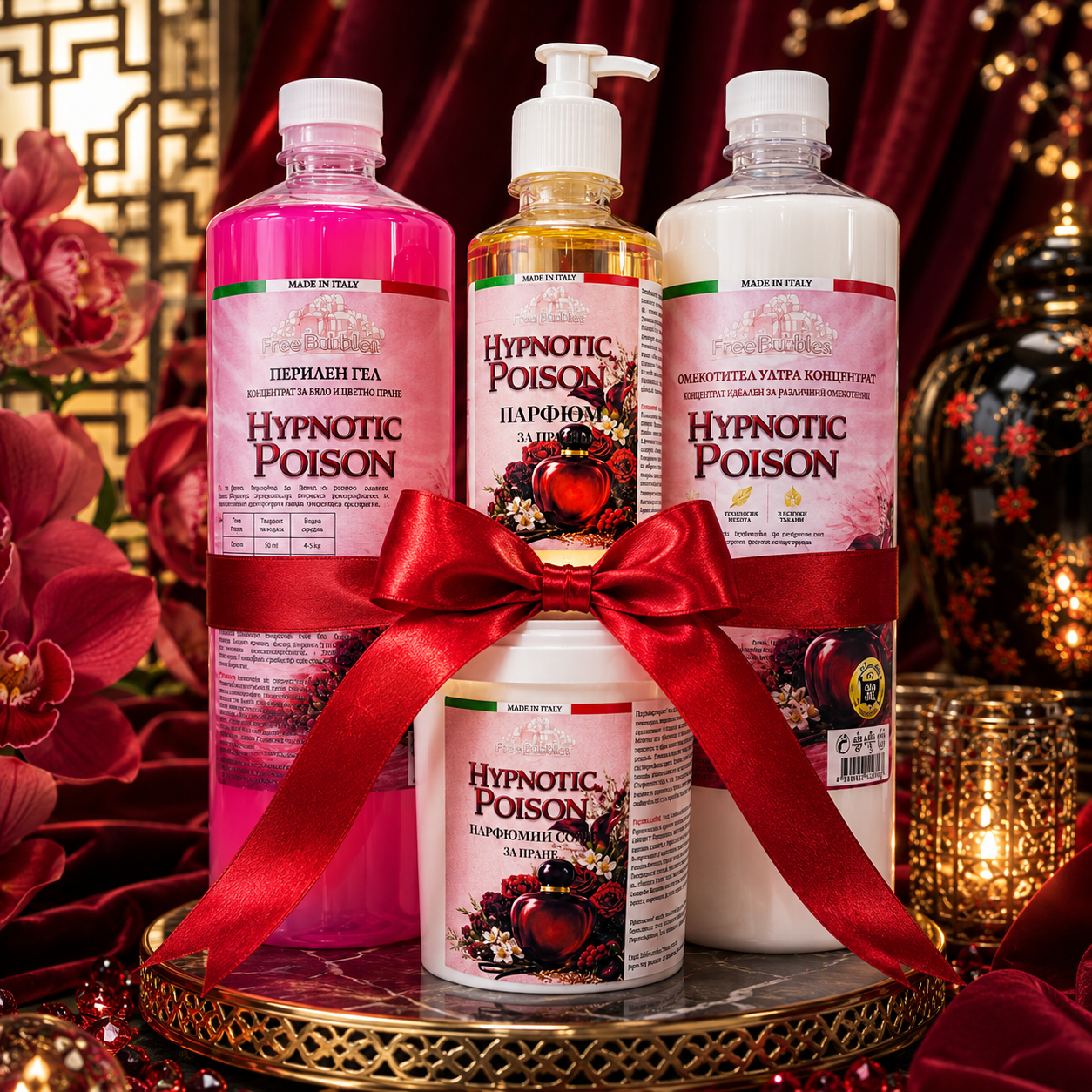 Hypnotic Poison комплект за пране – перилен гел, омекотител, парфюм и соли