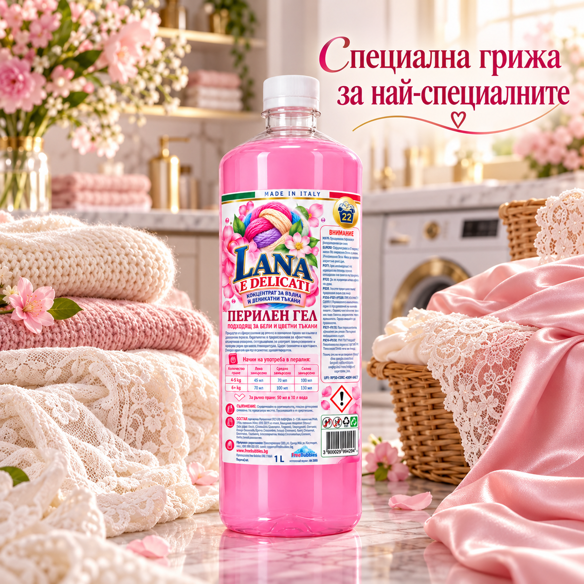 Перилен гел за вълна и деликатни тъкани Lana e Delicati