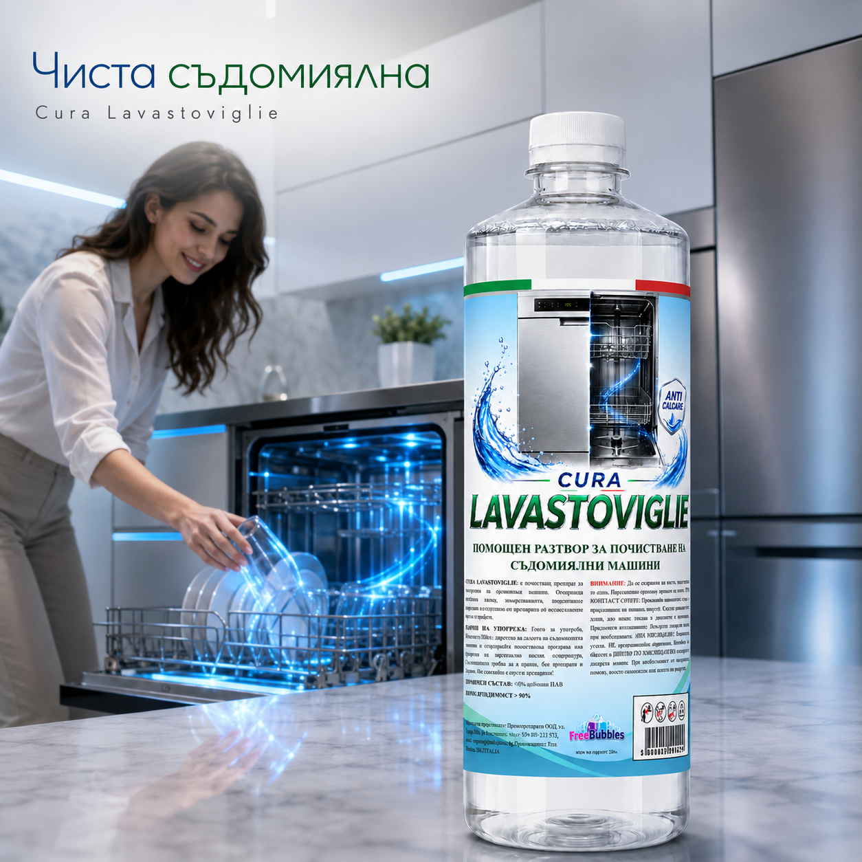 Помощен разтвор за почистване на съдомиялни машини - Cura Lavastoviglie