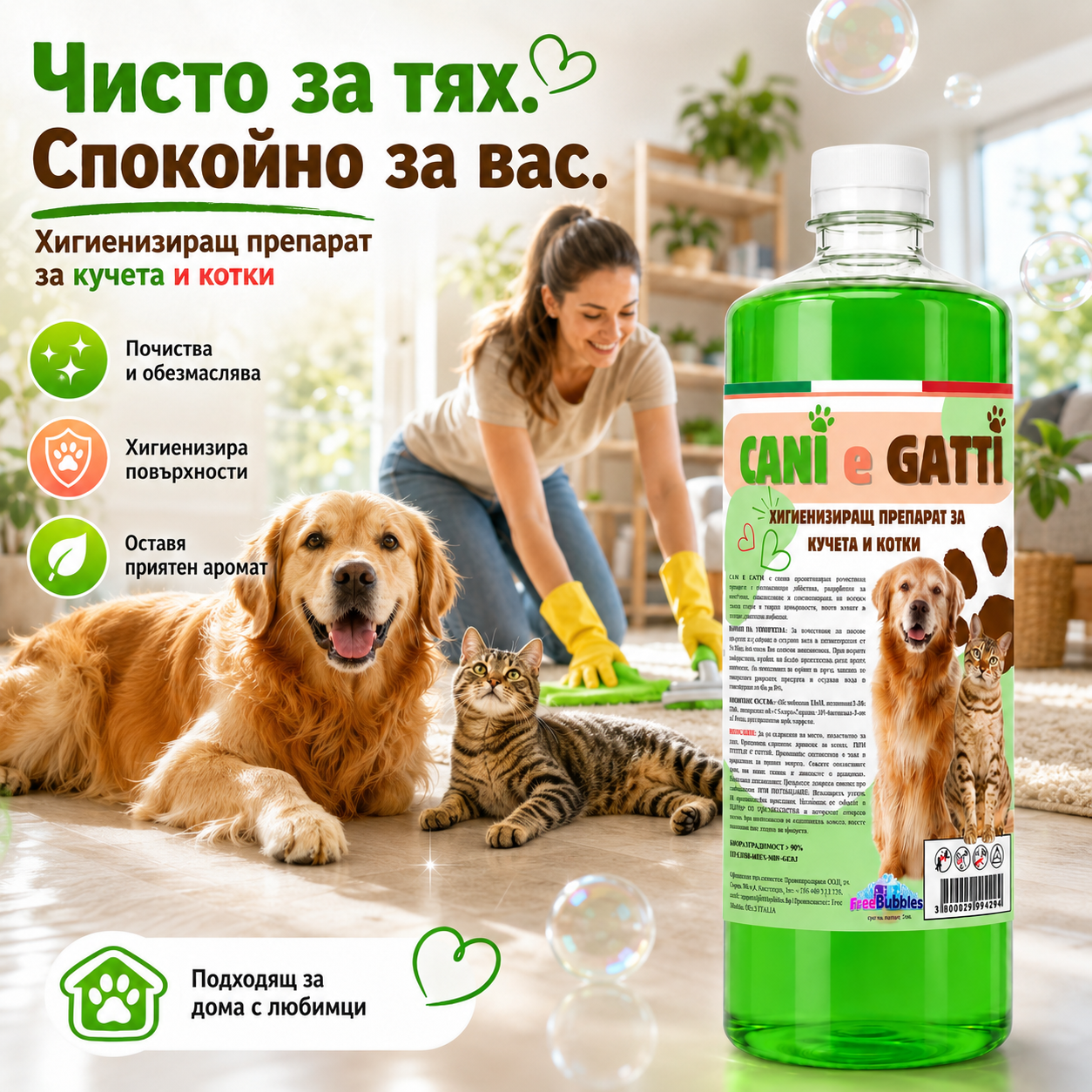 Кучета и Котки - универсален препарат за под и повърхности