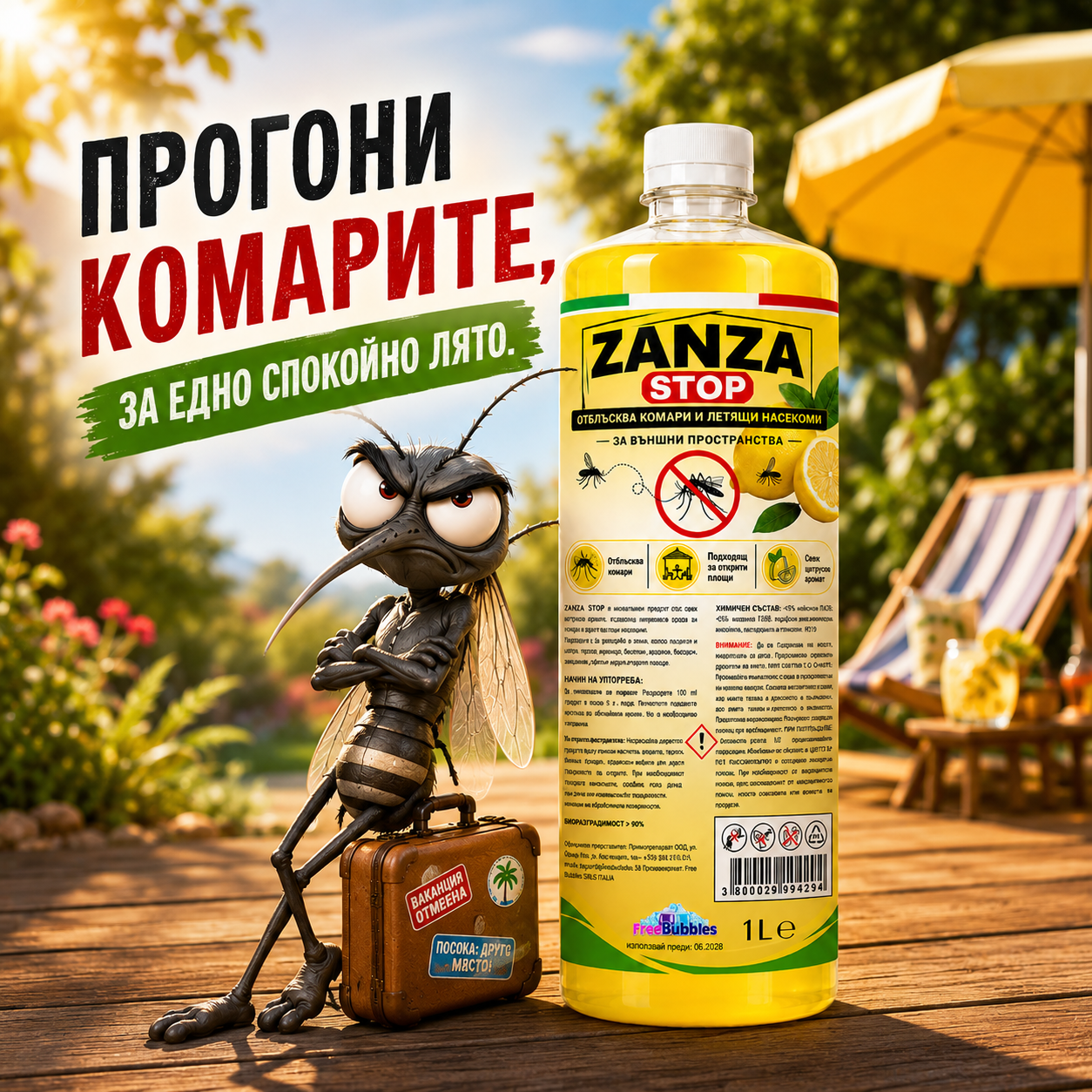 Zanza Stop - универсален препарат за под и повърхности, отблъскващ комари и други насекоми