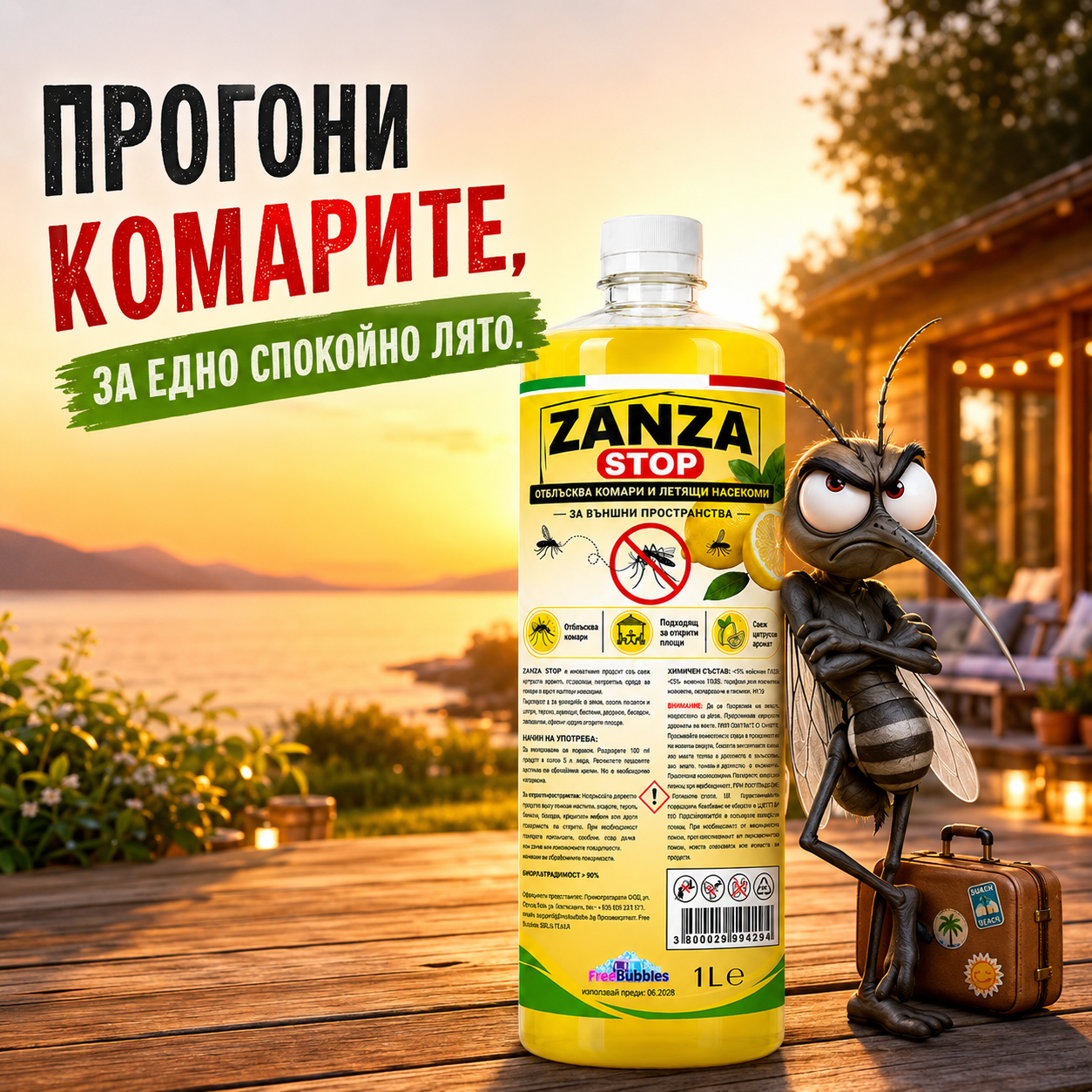 Zanza Stop - универсален препарат за под и повърхности, отблъскващ комари и други насекоми