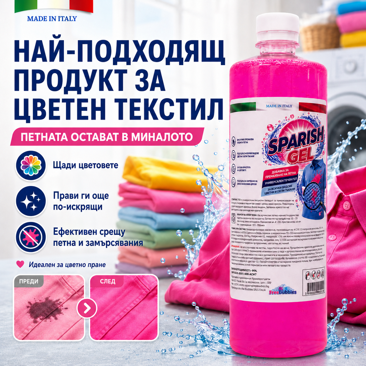 SPARISH GEL – добавка за премахване на петна