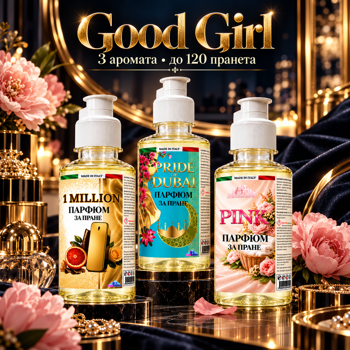 Комплект парфюми за пране Good Girl - 3 × 200 мл | FreeBubbles