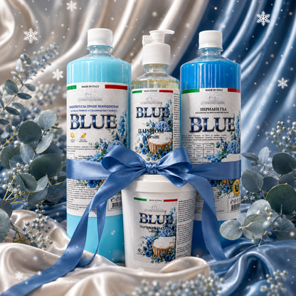 Blue комплект за пране – перилен гел, омекотител, парфюм и соли
